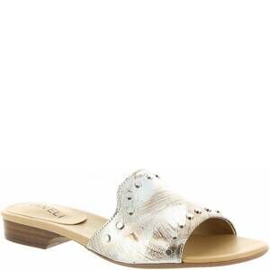 NEW VANELI women's bonet flat sandals in pale platino gesa kid
